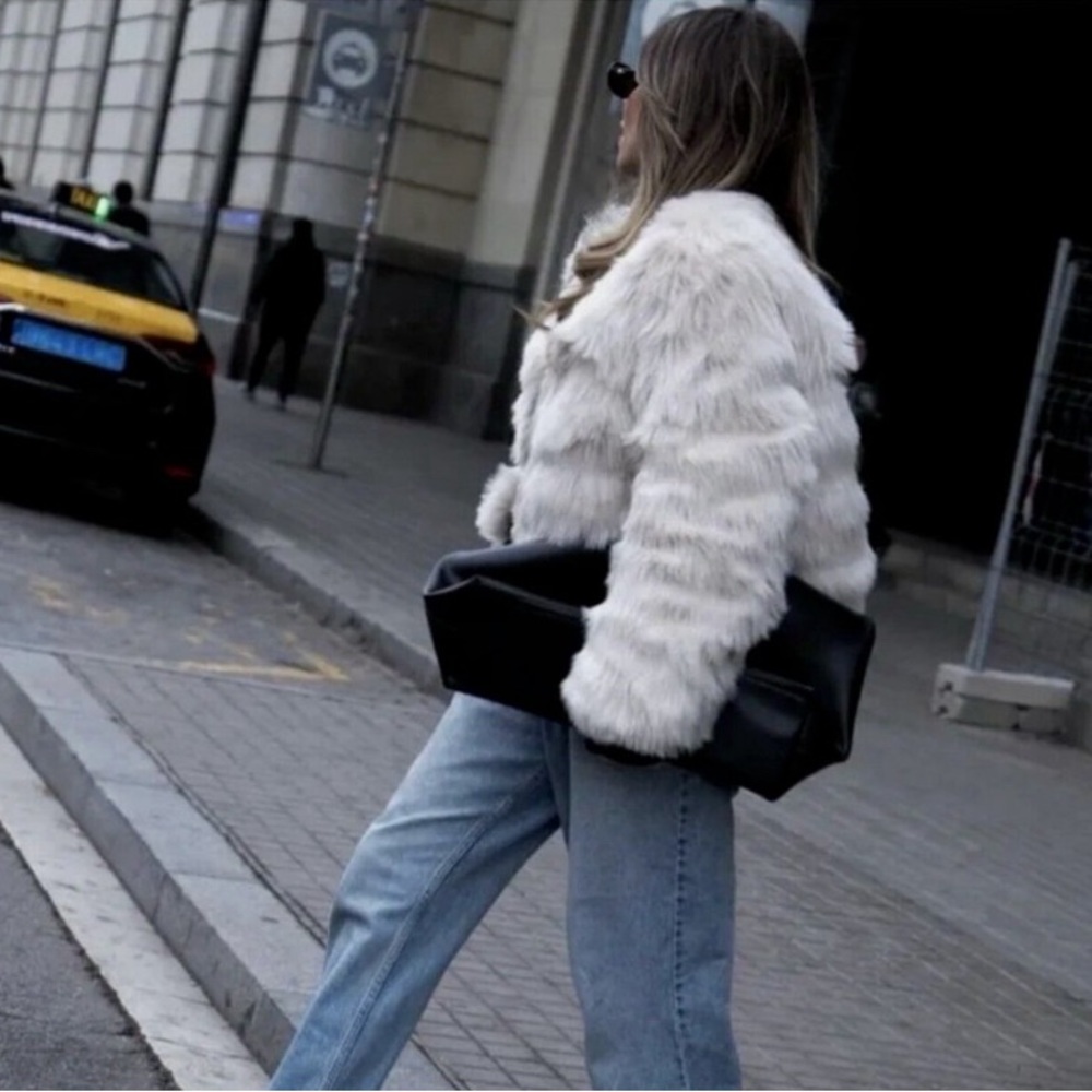 FUR NEW ZARA 2024 SHORT FAUX FUR COAT  JACKET LIMITED EDITION Bloggers…